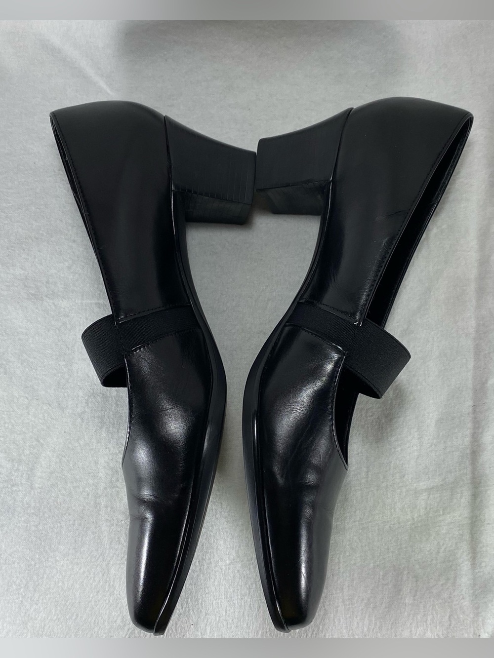Munro Danielle Black Leather Elastic-Strap Block Heel Square Toe Size 8.5N - Picture 5 of 14